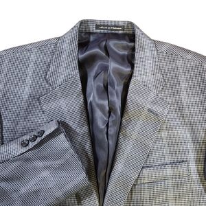 Lyle & Scott Scotland Men's Size 42R Silk Wool Blazer Houndstooth Plaid Modern